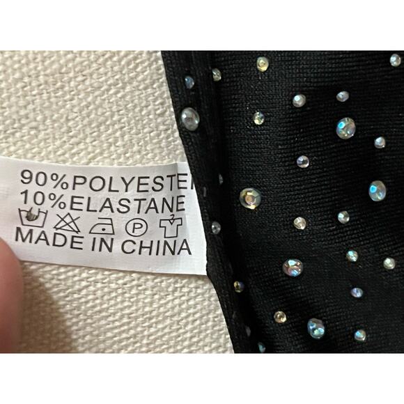 Oneheekini Cheeky Bikini String Swimsuits with Rhinestones, One Size, Black - Picture 13 of 16